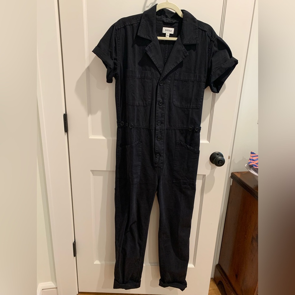 pistola Black Short-Sleeve Utility Jumpsuit